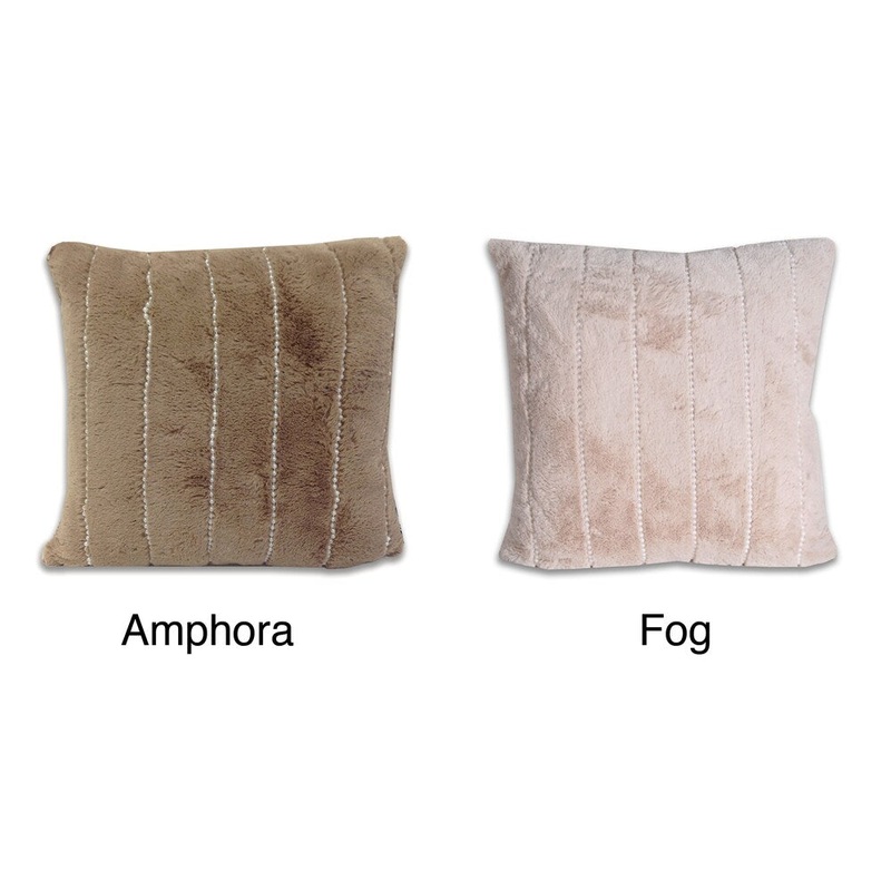 Thro 18X18 'Patricia' Pearl Accented Faux Fur Pillow