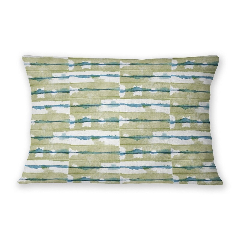 AQUARELLE RIPPLE STRIPE GREEN Lumbar Pillow By Nancy Green