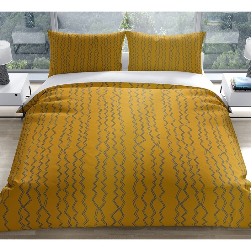 BERBER STRIPE MUSTARD GREY Pillow Case By Kavka Designs