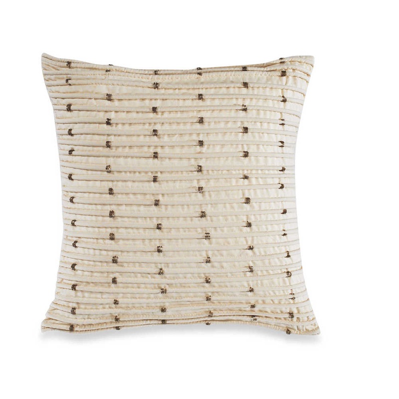Brielle Beige Polyester Square Droplets Throw Pillow