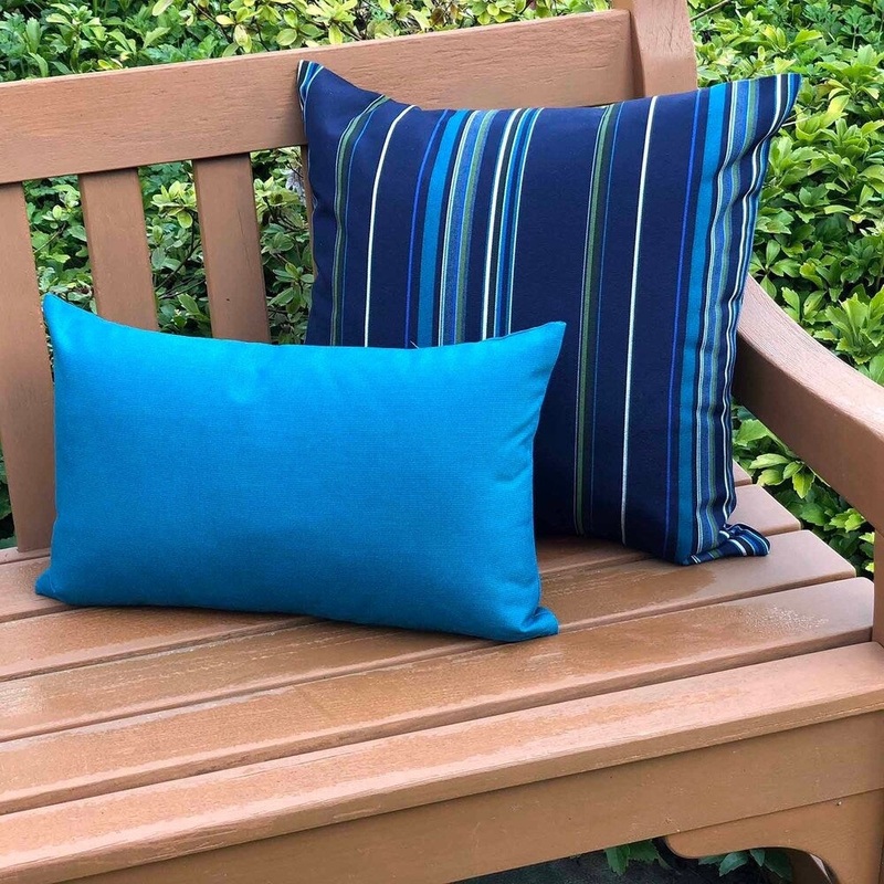 Sunbrella Peacock 12x19 Outdoor Throw Pillow with Polyfill Insert