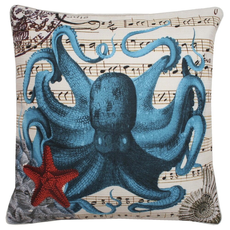 Thro by Marlo Lorenz French Coastal Octopus Feather Fill Throw Pillow