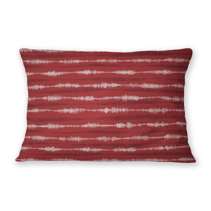 TIE-DYE STRIPE RED Linen Throw Pillow By Jenny Lund