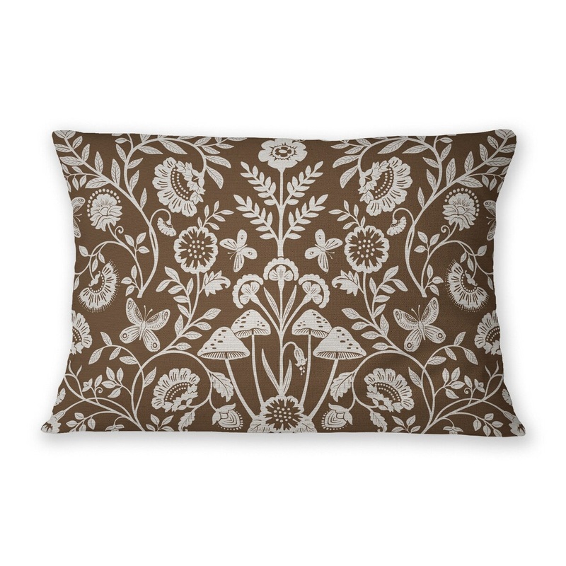 AUTUMN BUTTERFLY GARDEN CAPPUCCINO Linen Throw Pillow By Kavka Designs