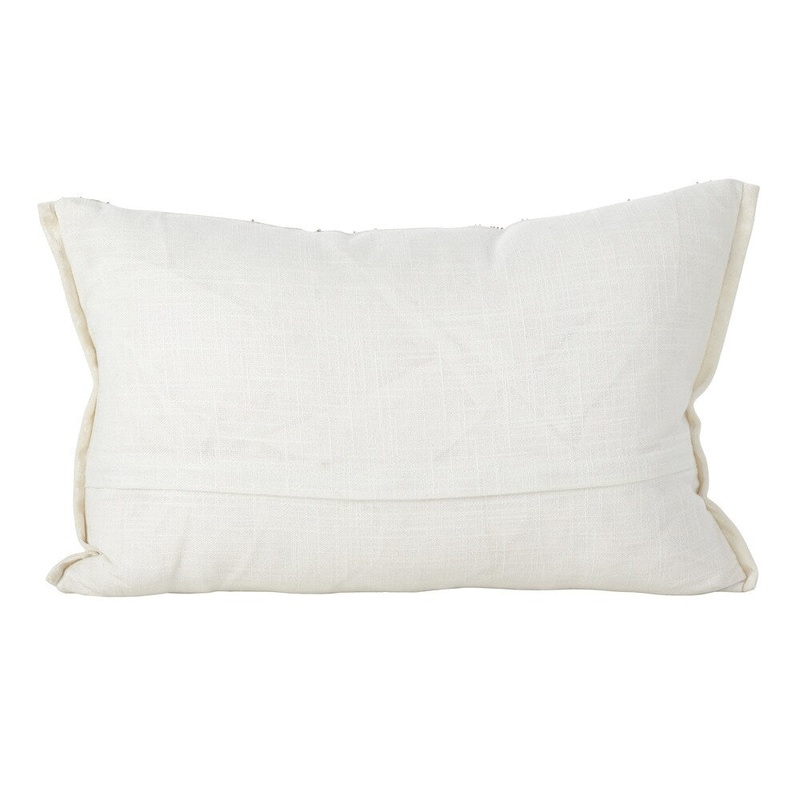 Beaded Medallion Design Cotton Poly Filled Throw Pillow