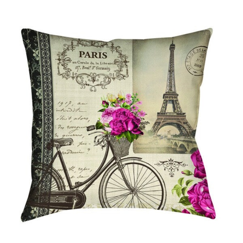 Springtime in Paris Bicycle Indoor/ Outdoor Pillow
