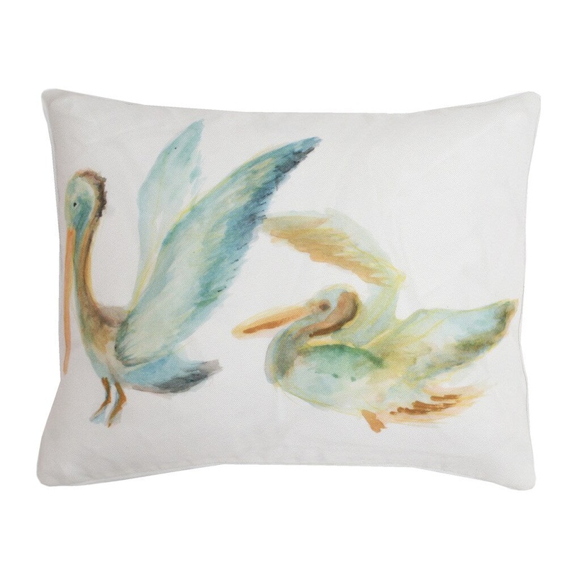 Suzie Watercolor Pelican Feather Fill Throw Pillow