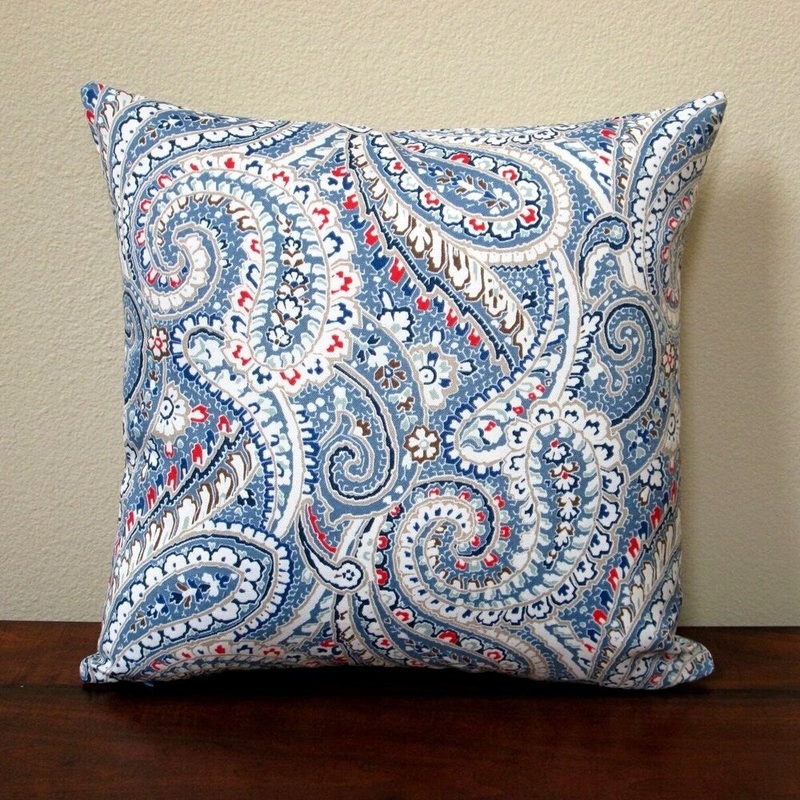 Artisan Pillows 18-inch Indoor/Outdoor Geometric Paisley in Blue Red - Pillow Cover Only (Set of 2)