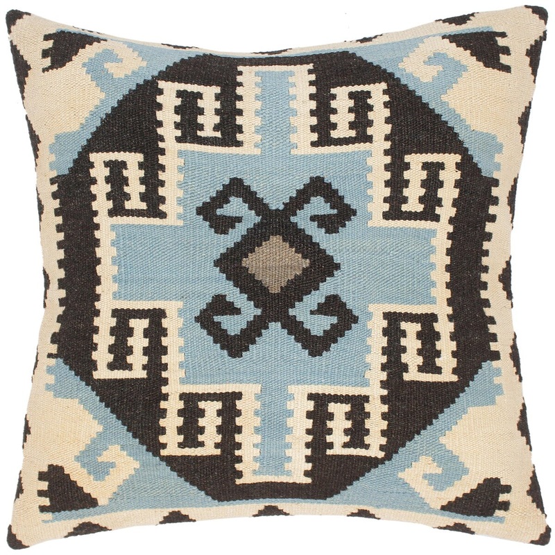 Bauhaus Kori Hand-Woven Turkish Kilim Throw Pillow 22 in. x 22 in.
