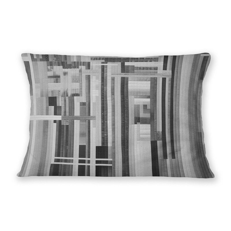 BLOCK CHARCOAL Lumbar Pillow By Marina Gutierrez