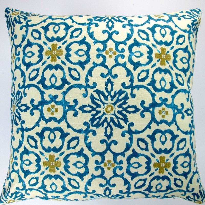 Artisan Pillows Indoor 20-inch HGTV Blue Scroll Geometric Modern Accent Throw Pillow Cover