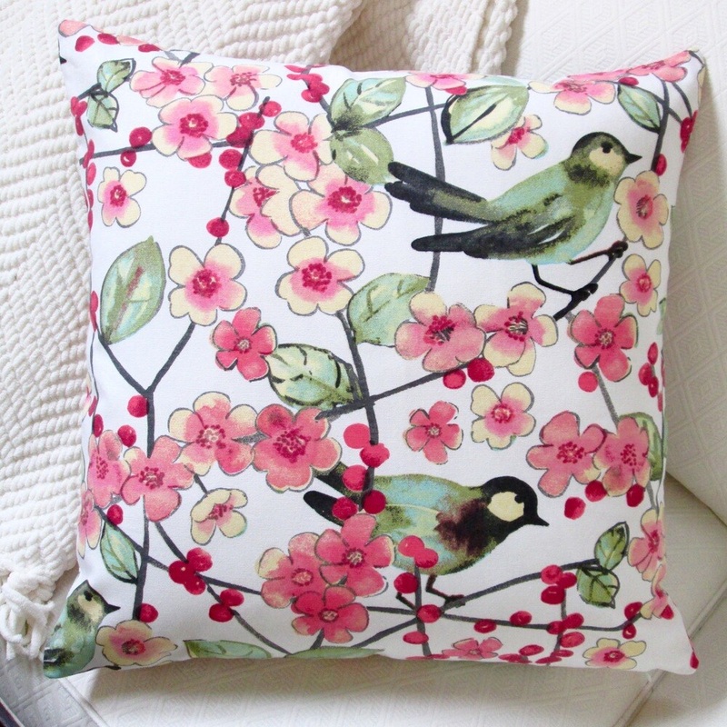 Artisan Pillows Indoor 20-inch In the Air Songbird and Pink Cherry Blossom Modern Pillow Cover