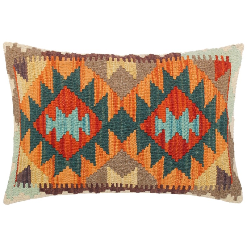 Bohemian Sherrill Hand Woven Turkish Kilim Throw Pillow 21 in x 14 in