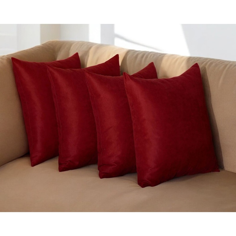 Set of Four 20" Red Throw Pillow Covers