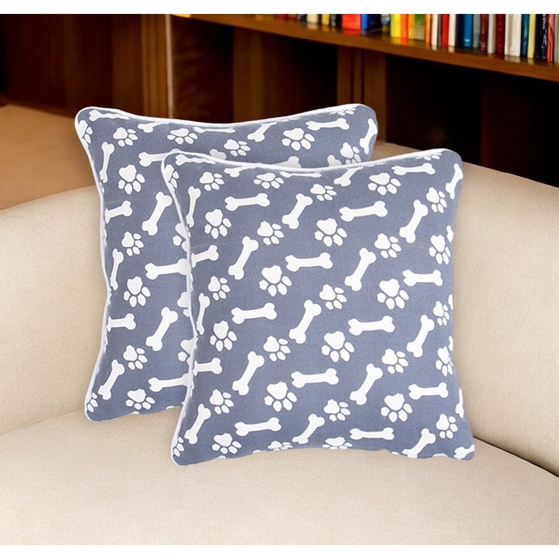 Set of Two 18" Black Cotton Throw Pillow Covers