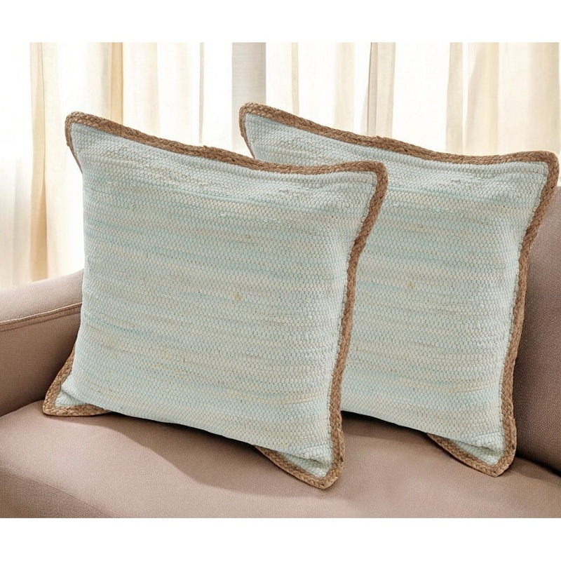 Set of Two Gray Cotton Throw Pillow
