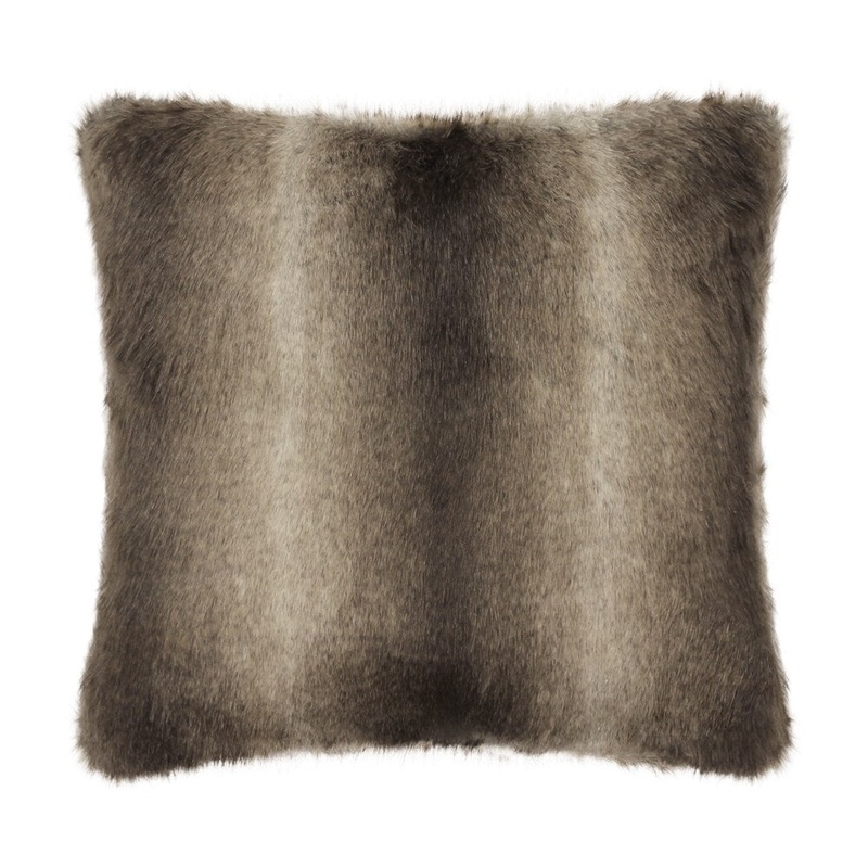 Beige Wolf FauxFur Cushion