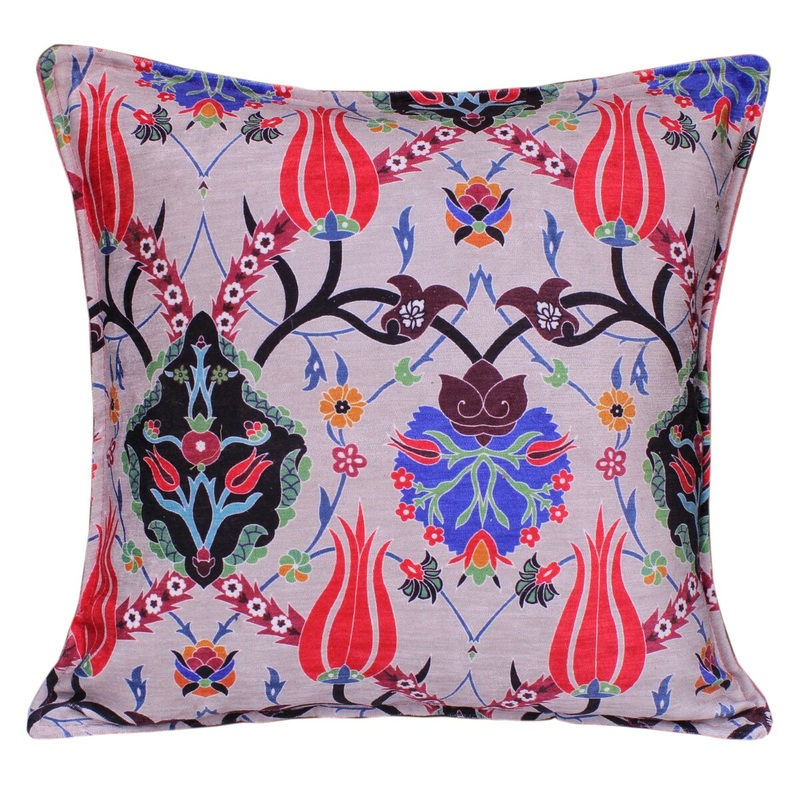 Bohemian Noir Classic Turkish Floral Pillow