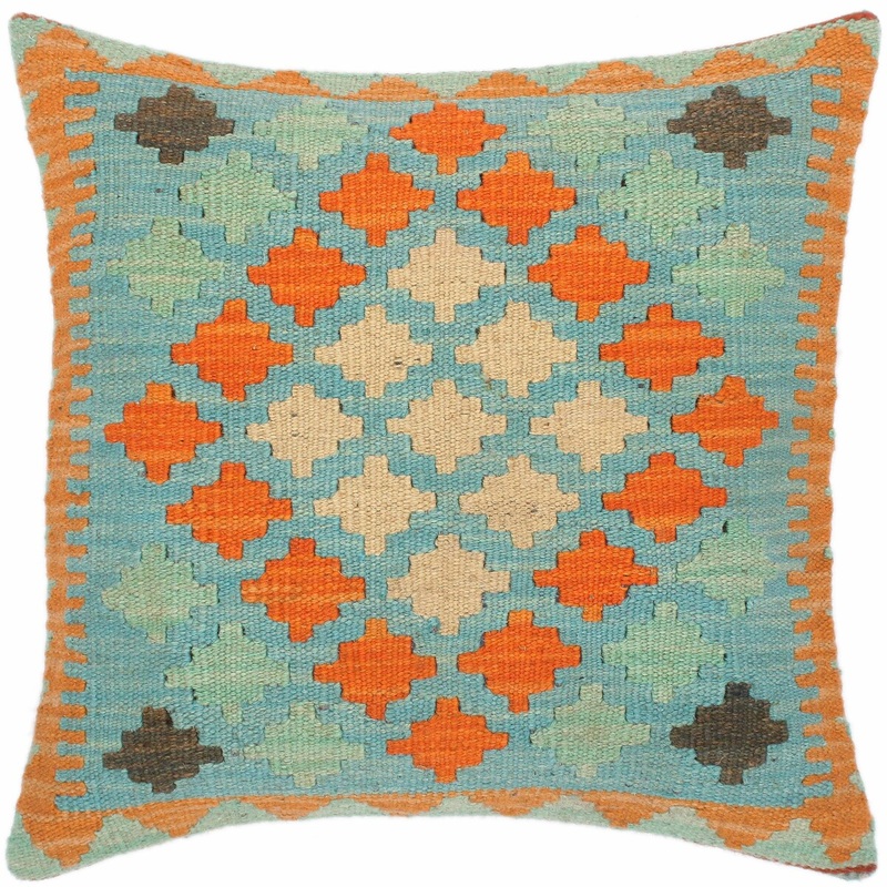 Boho Chic Cathey Hand-Woven Turkish Kilim Throw Pillow 18 in. x 18 in.