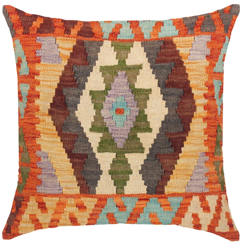 Boho Chic Ryann Hand-Woven Turkish Kilim Throw Pillow