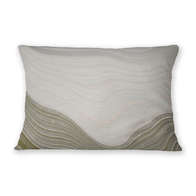BUTTE WAVE SAGE Linen Throw Pillow By Jenny Lund