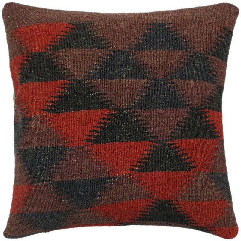 Carrion Brown/Black Hand-Woven Kilim Throw Pillow -18"x18"