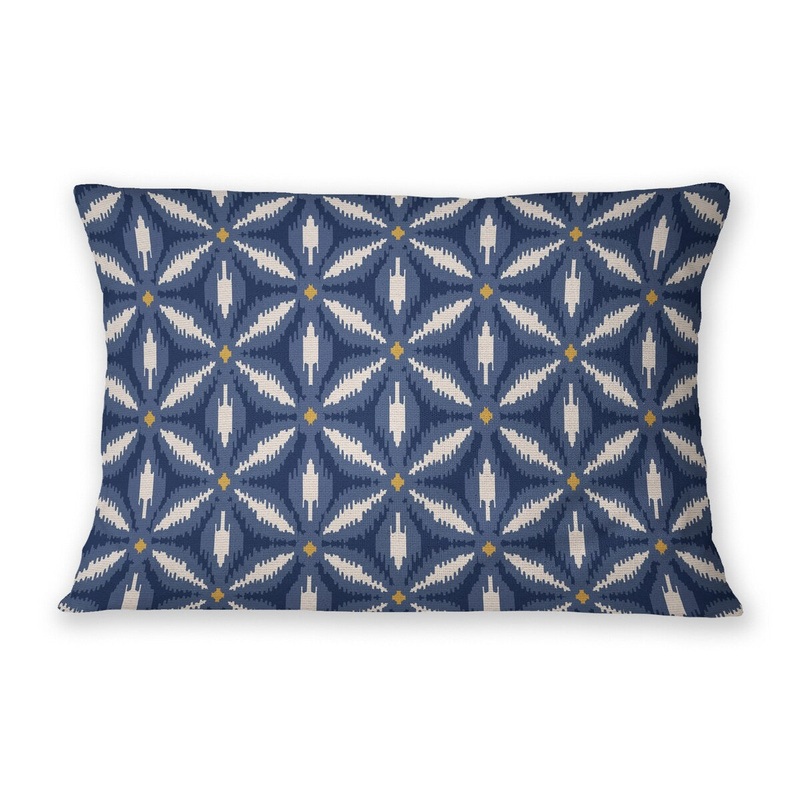 SKETCH A DAISY NAVY Linen Throw Pillow By Jenny Lund