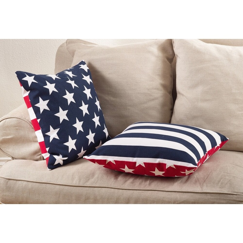 Star Spangled Collection Star & Striped Design Down Filled Cotton Throw Pillow