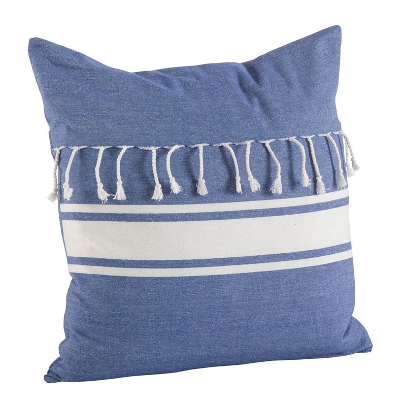 Stripe Print Tassel Fringe Down Filled 20-inch Throw Pillow