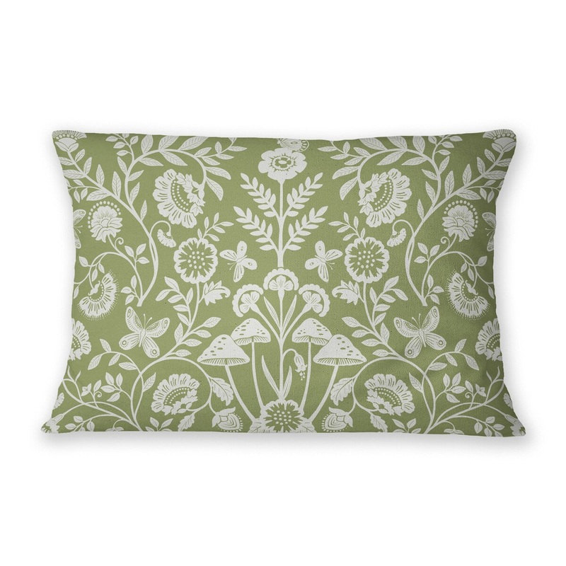 AUTUMN BUTTERFLY GARDEN SAGE Lumbar Pillow By Jenny Lund