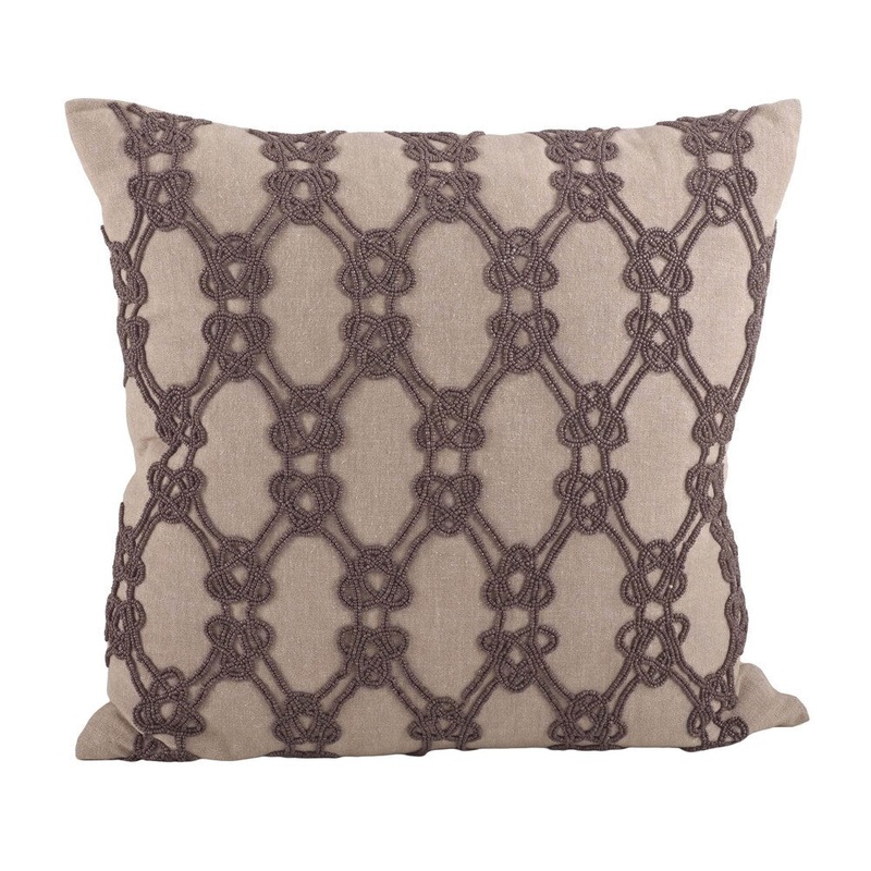 Beaded Knotted 18-inch Down Filled Throw Pillow