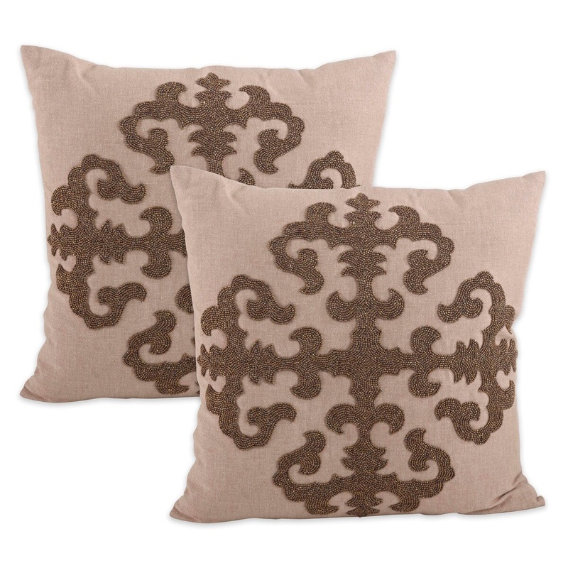 Beaded Medallion Throw Pillow Cover (Set of 2)