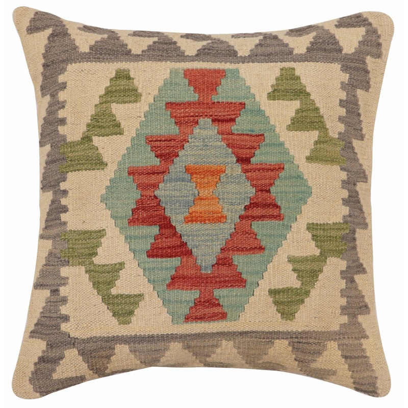 Bohemian Bowen Turkish Hand-Woven Kilim Pillow - 20'' x 20''