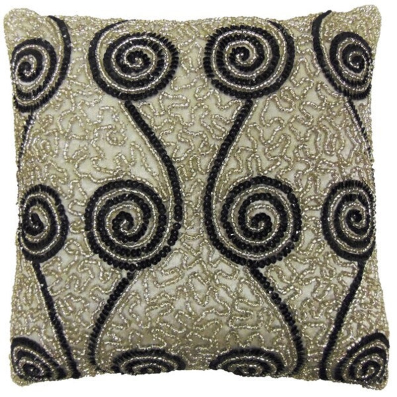 Celebration Swirl Beaded Decorative Pillow