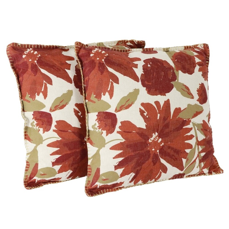Set of 2 Chandra Floral 20" Foil Printed Franco Faux Linen Pillow