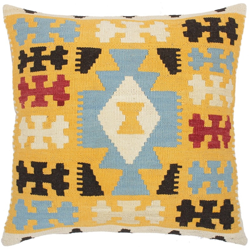 Shabby-Chic Carolann Hand-Woven Turkish Kilim Pillow 21 in. x 22 in.
