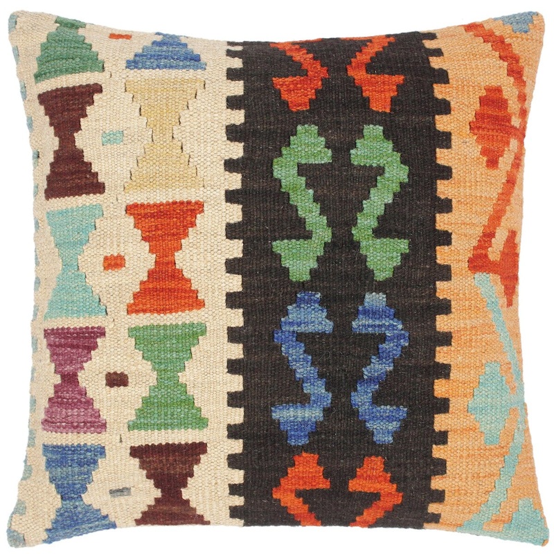 Shabby Chic Carroll Hand-Woven Turkish Kilim Pillow -18 in. x 18 in.