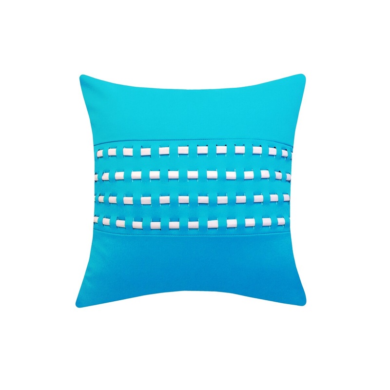 Take it Outside Indoor/Outdoor Center Woven Cord Throw Pillow 17x17, Aqua