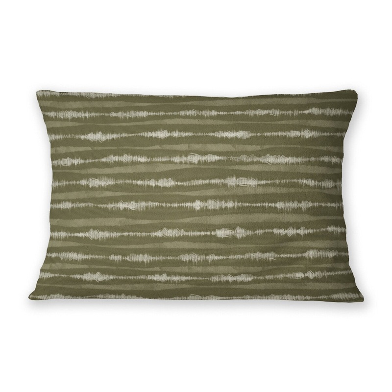 TIE-DYE STRIPE OLIVE Linen Throw Pillow By Jenny Lund