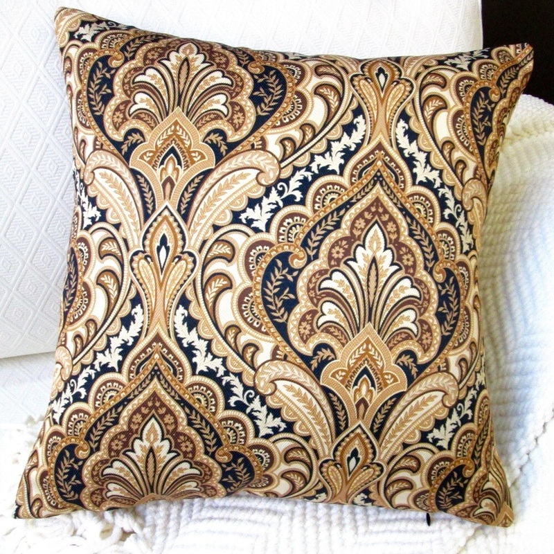 Artisan Pillows Indoor 20-inch European Paisley in Gold Modern Accent Throw Pillow