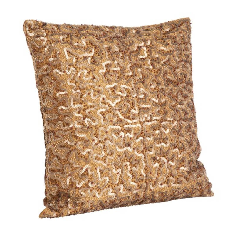 Beaded and Sequined Copper Decorative Throw Pillow