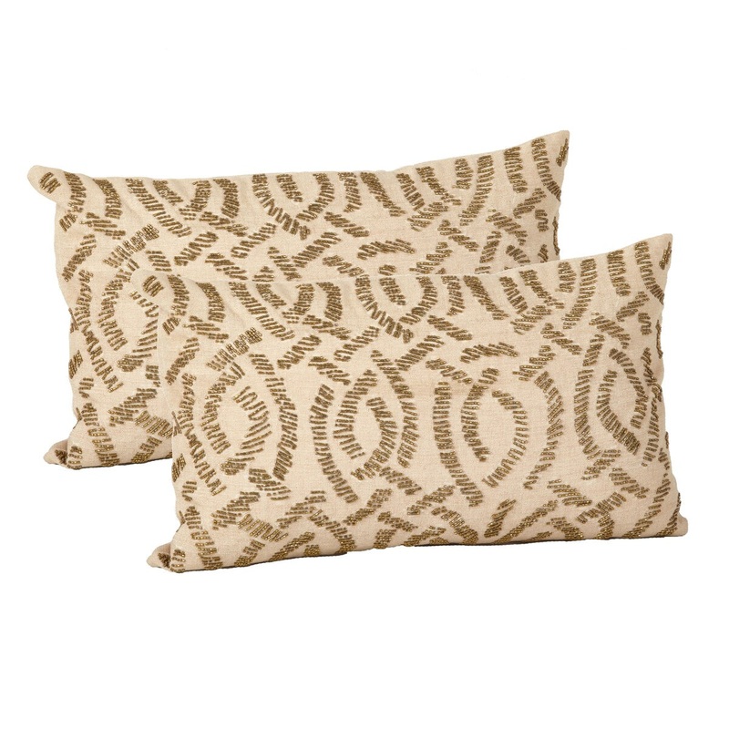 Beaded Design Throw Pillow Cover (Set of 2)