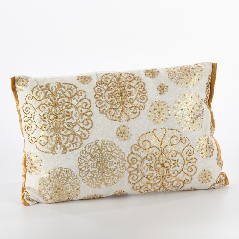 Beaded Medallion Down Filled Throw Pillow