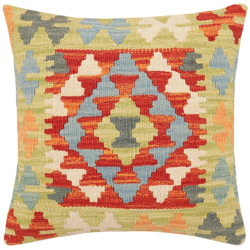 Bohemian Eldridge Turkish Hand-Woven Kilim Pillow - 18'' x 18''
