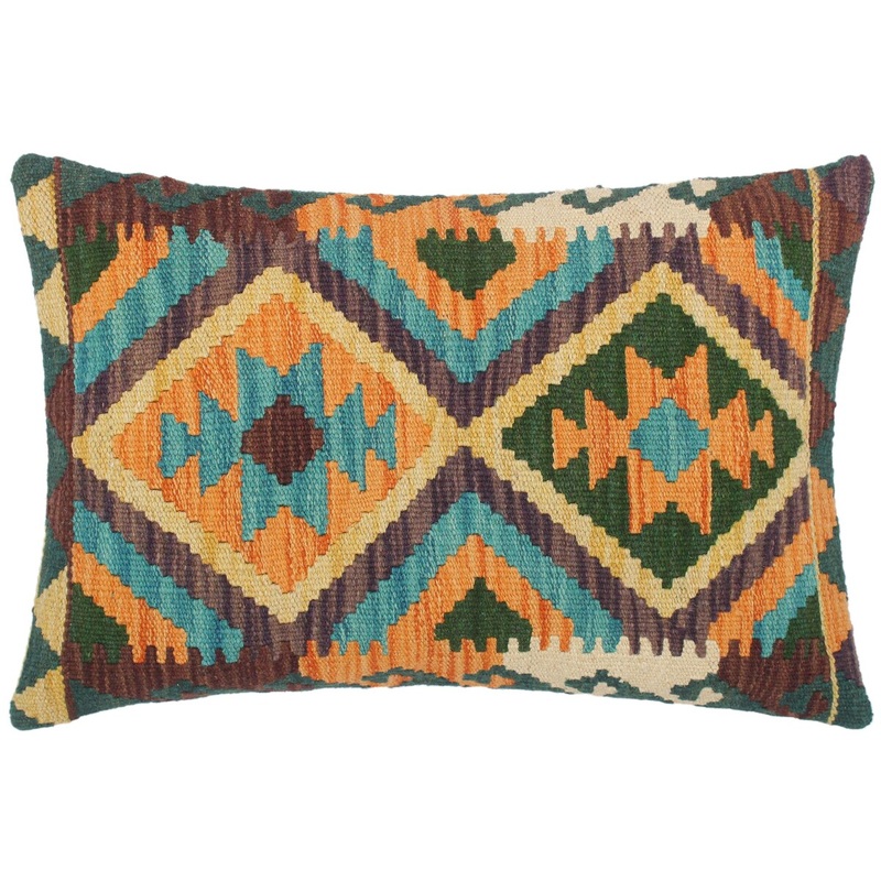 Bohemian Karissa Hand Woven Turkish Kilim Throw Pillow 21 in x 15 in