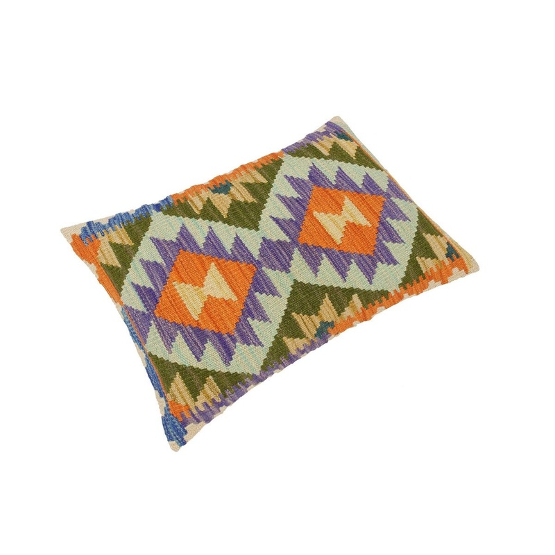 Boho Chic Rocco Hand Woven Turkish Kilim Throw Pillow 21 in x 14 in