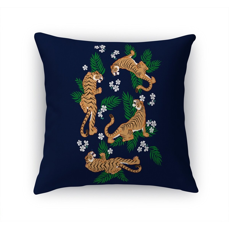 TIGER FLORAL NAVY Accent Pillow by Kavka Designs