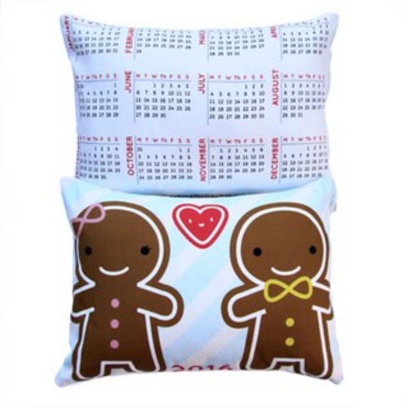 Artisan Pillows Holiday Gift Ginger Bread Man 2016 Calendar Lumbar Throw Pillow