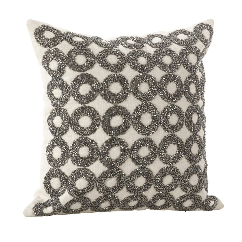 Beaded Circle Design Throw Pillow Cover