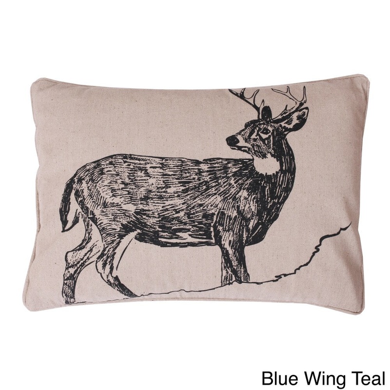 Beaded Deer Woodland Feather-filled Throw Pillow